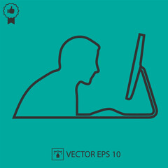 Businessman Working on a computer vector icon