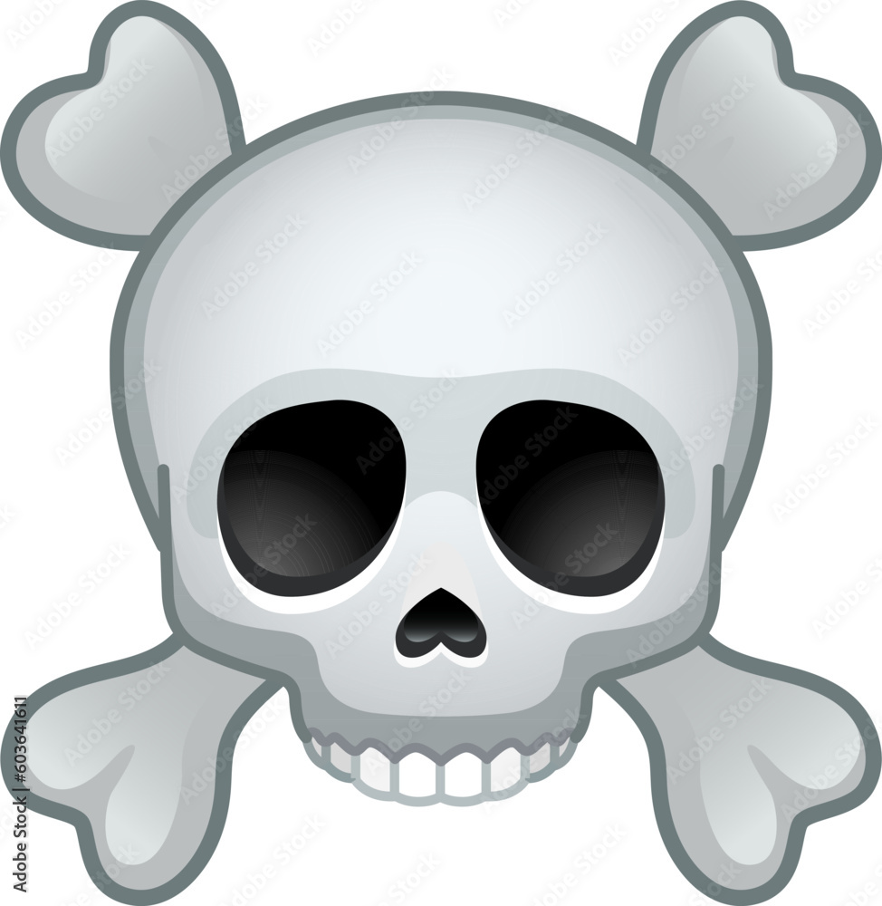 Poster top quality emoticon. skull with crossed bones vector emoji face emoji. popular element. detailed em