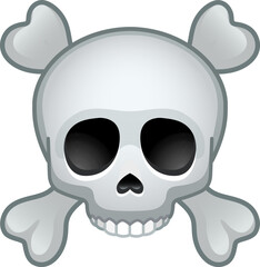 Top quality emoticon. Skull with crossed bones vector emoji face emoji. Popular element. Detailed emoji icon from the Telegram app.
