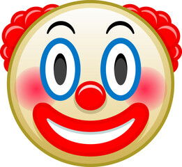 Top quality emoticon. Circus clown emoji. Emoticon with red nose, funny face. emoticon. Popular element. Detailed emoji icon from the Telegram app.