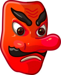 Top quality emoticon. Red devil emoticon face emoji. Tengu emoticon. Popular element. Detailed emoji icon from the Telegram app.