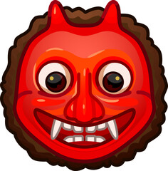 Top quality emoticon. Red devil emoticon face emoji. Namahage emoticon. Popular element. Detailed emoji icon from the Telegram app.