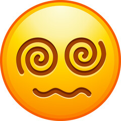 Top quality emoticon. Dizzy Spiral Emoji Icon Illustration Sign. Hypnotized Vector Symbol Emoticon Design. Yellow face emoji. Popular element. Detailed emoji icon from the Telegram app.