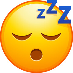 Top quality emoticon. Sleeping emoji. Snoring emoticon, Zzz yellow face with closed eyes. Yellow face emoji. Popular element. Detailed emoji icon from the Telegram app.