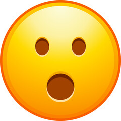 Top quality emoticon. Astonished emoji. Shocked emoticon with gasping face. Yellow face emoji. Popular element. Detailed emoji icon from the Telegram app.