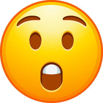 Top quality emoticon. Astonished emoji. Shocked emoticon with gasping face. Yellow face emoji. Popular element. Detailed emoji icon from the Telegram app.