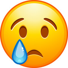 Crying emoji. Sad emoticon face with tear drop. Detailed emoji icon from the Telegram app.