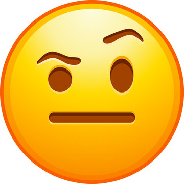 Top quality emoticon. Raised eyebrow emoji. Skeptical emoticon. Yellow face emoji. Popular element. Detailed emoji icon from the Telegram app.