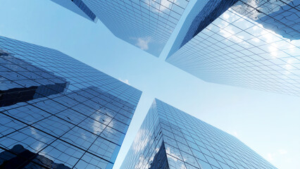 Fototapeta na wymiar 3d rendering of modern office glass building in the city.