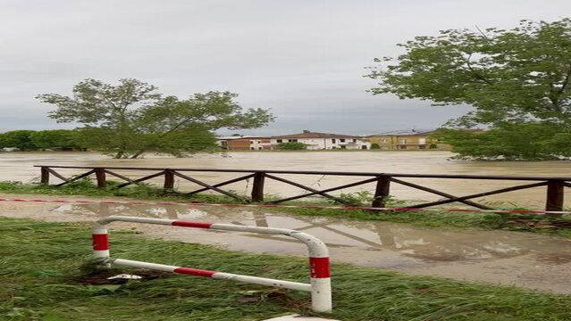 Alluvione di Maggio 2023 in Emilia Romagna a Cesena zona Ponte Nuovo, Italia.