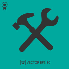 Wrench and hammer vector icon. Handyman symbol.