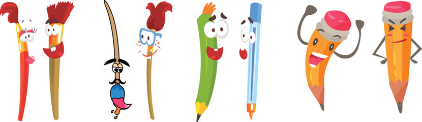 Cartoon Pencil Vector Art Templete