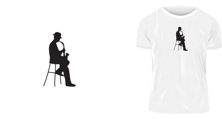 t shirt design concept, saxophone player
