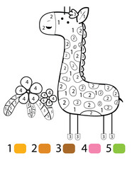 Giraffe Color By Number Coloring Pages