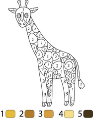 Giraffe Color By Number Coloring Pages