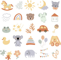 Boho Vintage Nursery Illustrations 