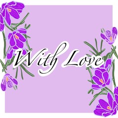 card with flowers crocuses lilac purple