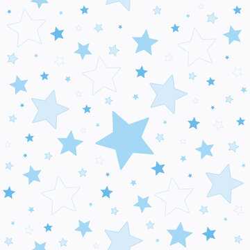 random blue stars seamless pattern design, abstract star background vector