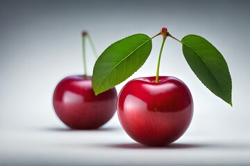 two cherries on a white background