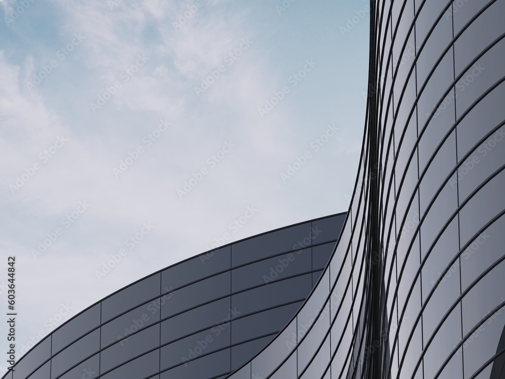 Leinwandbilder 3d render of futuristic architecture, skyscraper building with curve glass window.