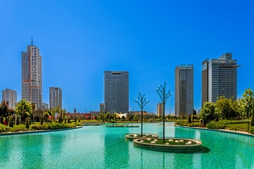 Fototapeta na wymiar Tashkent, Uzbekistan - May 5, 2023: City complex for business and entertainment 
