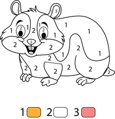 Hamster Color By Number Coloring Pages
