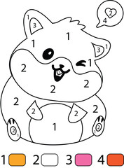 Hamster Color By Number Coloring Pages