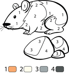 Hamster Color By Number Coloring Pages