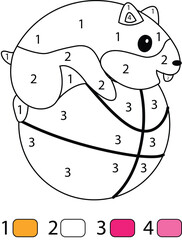 Hamster Color By Number Coloring Pages