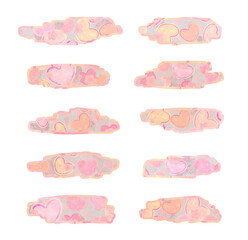 template for cute stickers, png file, labels with heart pattern on  transparent background