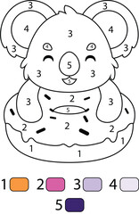 Koala Color By Number Coloring Pages
