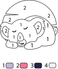 Koala Color By Number Coloring Pages © Sei Ripan