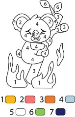 Koala Color By Number Coloring Pages