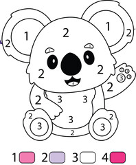 Koala Color By Number Coloring Pages