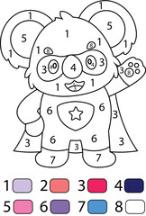 Koala Color By Number Coloring Pages