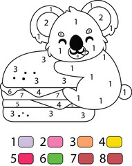 Koala Color By Number Coloring Pages