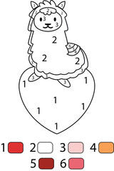 Llama Color By Number Coloring Pages