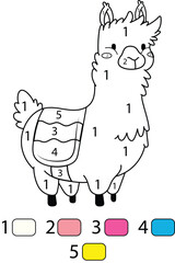 Llama Color By Number Coloring Pages