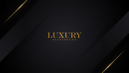 Abstract, luxury black background with halftone and gold line. Luxury, elegant theme design vector