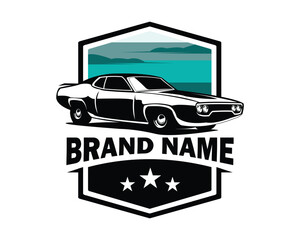 1971 gtx plymouth car silhouette. isolated white background view from side. Best for logo, badge, emblem, icon, sticker design, car industry. available in eps 10.