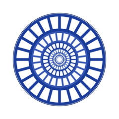 Porcelain plate with traditional blue on white design in Asian style. design pattern for background, plate, dish, bowl, lid, tray, salver, vector illustration art embroidery. trapezoid circle plate.