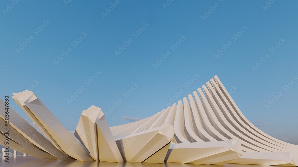 Aufkleber futuristic architecture background curved building 3d render