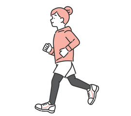 ランニングをする女性のベクターイラスト素材／運動／ジョギング