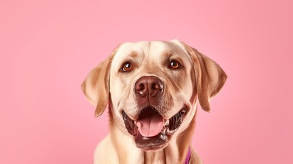 Labrador retriever dog isolated on pink background.Generative Ai