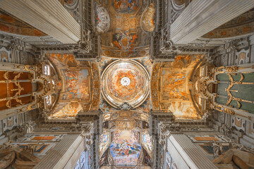 GENOA, ITALY, APRIL 28. 2023 - The inner of the baroque Basilica of San Siro in the center city of...