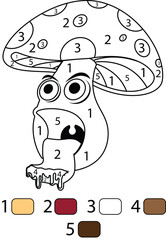 Mushroom Color By Number Coloring Pages