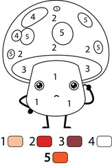 Mushroom Color By Number Coloring Pages
