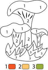 Mushroom Color By Number Coloring Pages