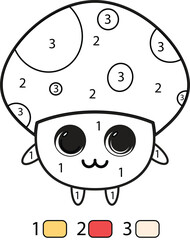 Mushroom Color By Number Coloring Pages