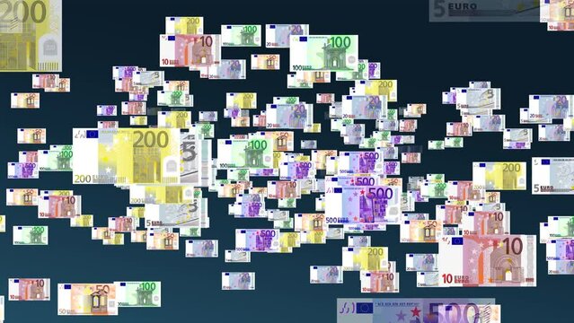 Money in Motion: Mesmerizing Animation Loop of Rotating Euro Banknotes 1080p HD